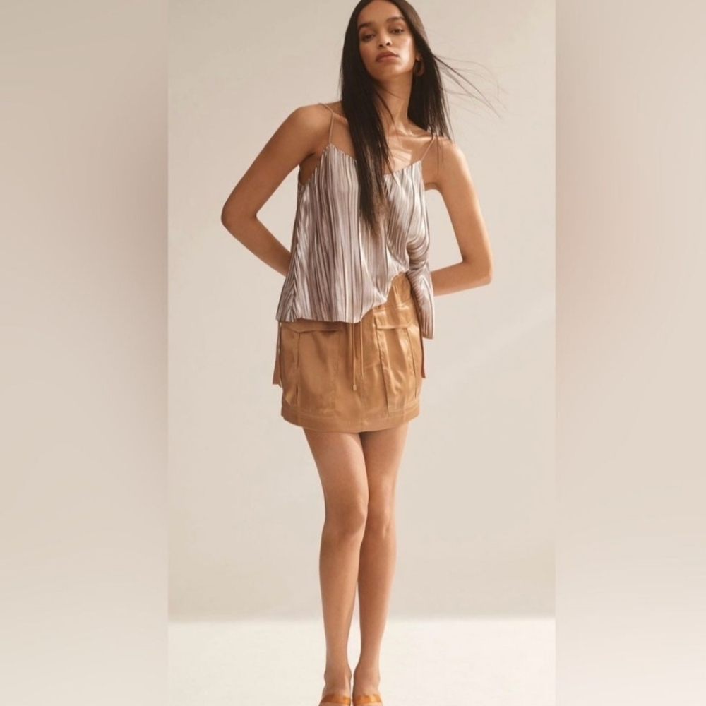 Anthropologie Love The Label Silky Cargo Mini Skirt